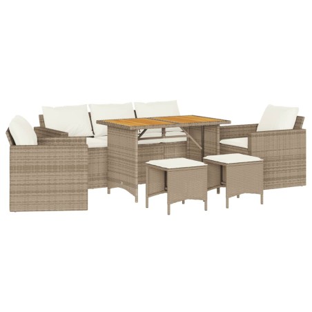 vidaXL Set Divano da Giardino 6 pz con Cuscini Beige in Polyrattan