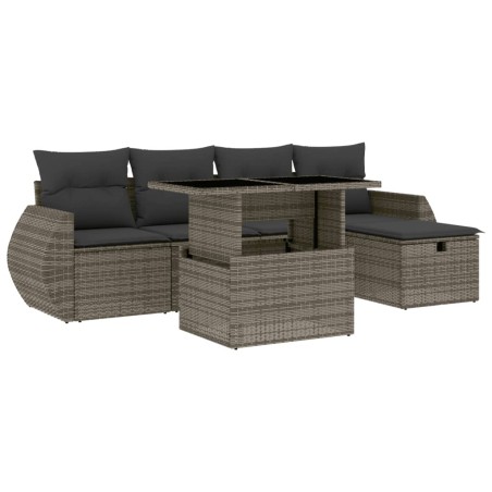 vidaXL Set Divano da Giardino 6 pz con Cuscini Grigio in Polyrattan