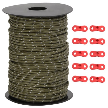 vidaXL Corda Tenda con Strisce Riflettenti e Chiavi 50 m 3 mm