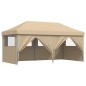 vidaXL Tendone per Feste Pieghevole Pop-Up con 4 Pareti Beige vidaXL Tendone per Feste Pieghevole Pop-Up con 4 Pareti Beige