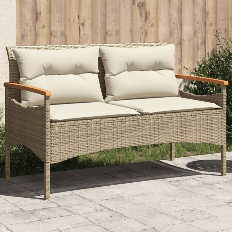 vidaXL Panchina da Giardino con Cuscini 116x62,5x74cm Beige Polyrattan