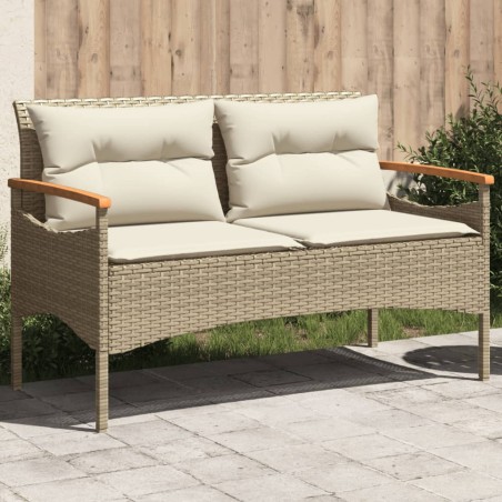 vidaXL Panchina da Giardino con Cuscini 116x62,5x74cm Beige Polyrattan