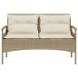 vidaXL Panchina da Giardino con Cuscini 116x62,5x74cm Beige Polyrattan