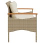 vidaXL Panchina da Giardino con Cuscini 116x62,5x74cm Beige Polyrattan