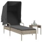 vidaXL Lettino con Baldacchino e Tavolino Grigio Chiaro in Polyrattan