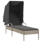 vidaXL Lettino con Baldacchino e Tavolino Grigio Chiaro in Polyrattan