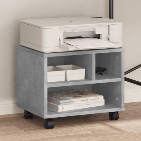 vidaXL Supporto per Stampante con Ruote Grigio Cemento 41x32x34,5 cm