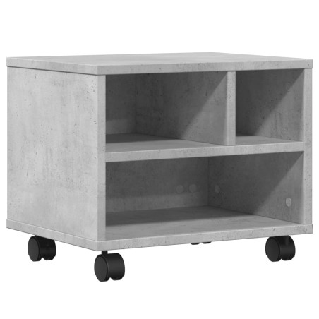 vidaXL Supporto per Stampante con Ruote Grigio Cemento 41x32x34,5 cm