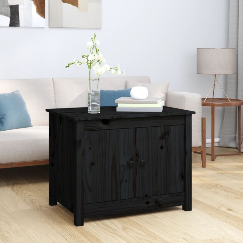 Tavolino da Salotto Nero 71x49x55 cm in Legno Massello di Pino Tavolino da Salotto Nero 71x49x55 cm in Legno Massello di Pino