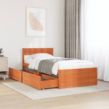 vidaXL Letto senza Materasso Marrone Cera 100x200 cm in Legno di Pino