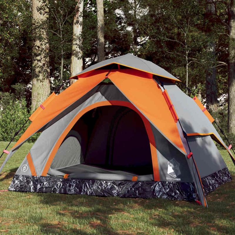 vidaXL Tenda a Cupola 3 Persone Grigio e Arancione a Rilascio Rapido vidaXL Tenda a Cupola 3 Persone Grigio e Arancione a Rilascio Rapido