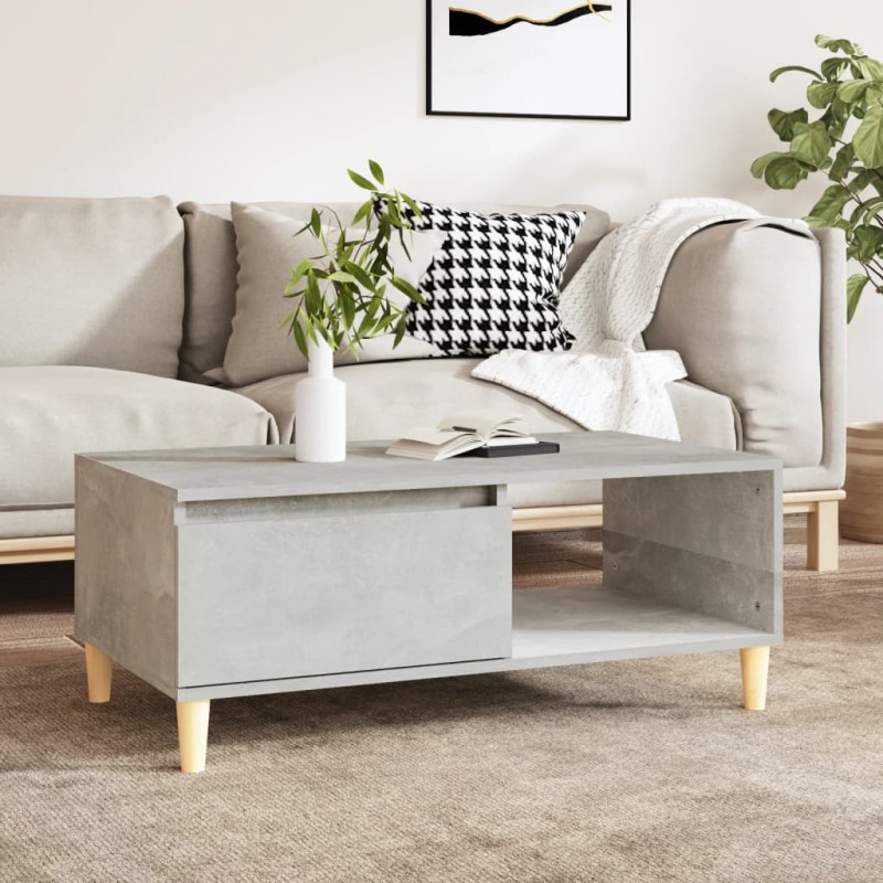 Tavolino Salotto Grigio Cemento 90x50x36,5 cm Legno Multistrato