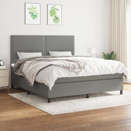 vidaXL Giroletto a Molle con Materasso Grigio Scuro 180x200 cm Tessuto