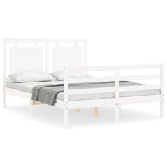 vidaXL Giroletto con Testiera Bianco Small Double Legno Massello