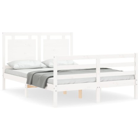 vidaXL Giroletto con Testiera Bianco Small Double Legno Massello