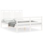 vidaXL Giroletto con Testiera Bianco Small Double Legno Massello vidaXL Giroletto con Testiera Bianco Small Double Legno Massello