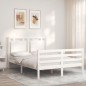 vidaXL Giroletto con Testiera Bianco Small Double Legno Massello vidaXL Giroletto con Testiera Bianco Small Double Legno Massello