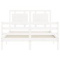vidaXL Giroletto con Testiera Bianco Small Double Legno Massello vidaXL Giroletto con Testiera Bianco Small Double Legno Massello