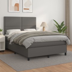 vidaXL Giroletto a Molle con Materasso Grigio 140x190 cm in Similpelle