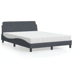 vidaXL Letto con Materasso Grigio Scuro 140x200 cm in Velluto