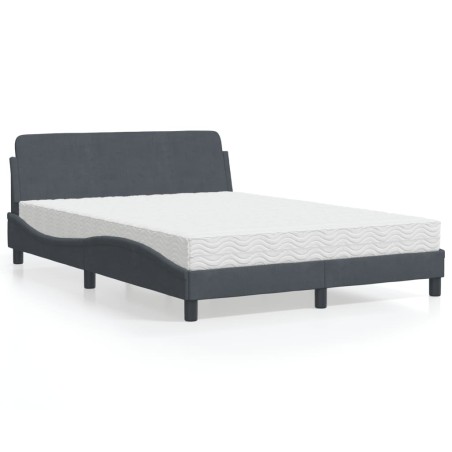 vidaXL Letto con Materasso Grigio Scuro 140x200 cm in Velluto
