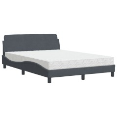 vidaXL Letto con Materasso Grigio Scuro 140x200 cm in Velluto