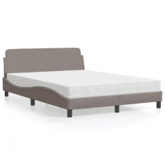 vidaXL Letto con Materasso Tortora 120x200 cm in Tessuto