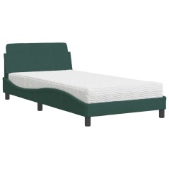 vidaXL Letto con Materasso Verde Scuro 100x200 cm in Velluto