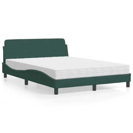 vidaXL Letto con Materasso Verde Scuro 140x190 cm in Velluto