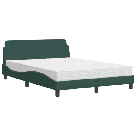 vidaXL Letto con Materasso Verde Scuro 140x190 cm in Velluto