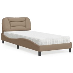 vidaXL Letto con Materasso Cappuccino 90x200 cm in Similpelle