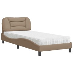 vidaXL Letto con Materasso Cappuccino 90x200 cm in Similpelle