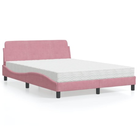 vidaXL Letto con Materasso Rosa 140x190 cm in Velluto