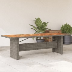 vidaXL Tavolo Giardino Piano Legno Acacia Grigio 240x90x75 Polyrattan