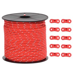 vidaXL Corda Tenda con Strisce Riflettenti e Chiavi 50 m 4 mm