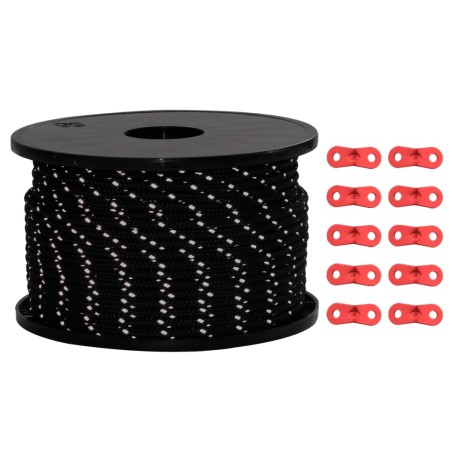 vidaXL Corda Tenda con Strisce Riflettenti e Chiavi 50 m 5 mm