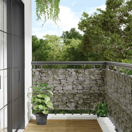 vidaXL Paravento da Balcone con Aspetto Pietra 800x75 cm PVC