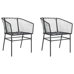 vidaXL Sedie da Giardino Set 2 pz Polyrattan Nero