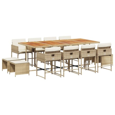vidaXL Set da Pranzo da Giardino 13 pz con Cuscini Beige in Polyrattan