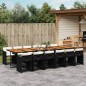 vidaXL Set da Pranzo da Giardino 13pz con Cuscini Nero in Polyrattan vidaXL Set da Pranzo da Giardino 13pz con Cuscini Nero in Polyrattan