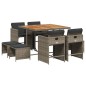 vidaXL Set da Pranzo da Giardino 9 pz con Cuscini in Polyrattan Grigio vidaXL Set da Pranzo da Giardino 9 pz con Cuscini in Polyrattan Grigio