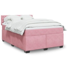 vidaXL Giroletto a Molle con Materasso Rosa Scuro 140x200cm in Velluto