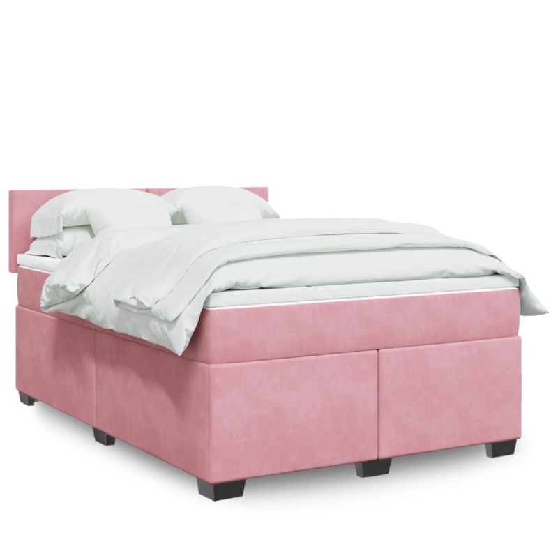 vidaXL Giroletto a Molle con Materasso Rosa Scuro 140x200cm in Velluto vidaXL Giroletto a Molle con Materasso Rosa Scuro 140x200cm in Velluto
