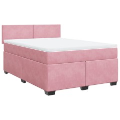vidaXL Giroletto a Molle con Materasso Rosa Scuro 140x200cm in Velluto