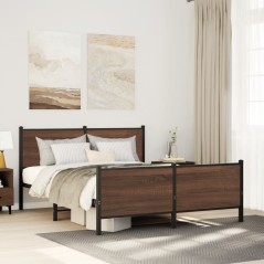 vidaXL Giroletto senza Materaso in Metallo Rovere Marrone 160x200 cm