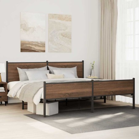 vidaXL Giroletto senza Materaso in Metallo Rovere Marrone 193x203 cm