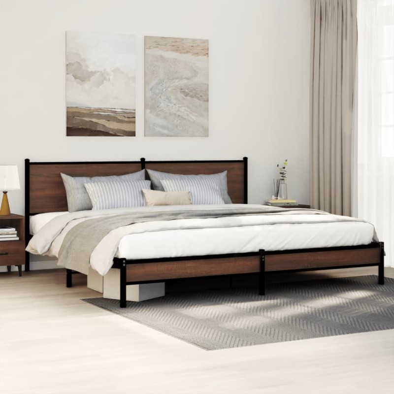 vidaXL Giroletto senza Materaso in Metallo Rovere Marrone 200x200 cm vidaXL Giroletto senza Materaso in Metallo Rovere Marrone 200x200 cm