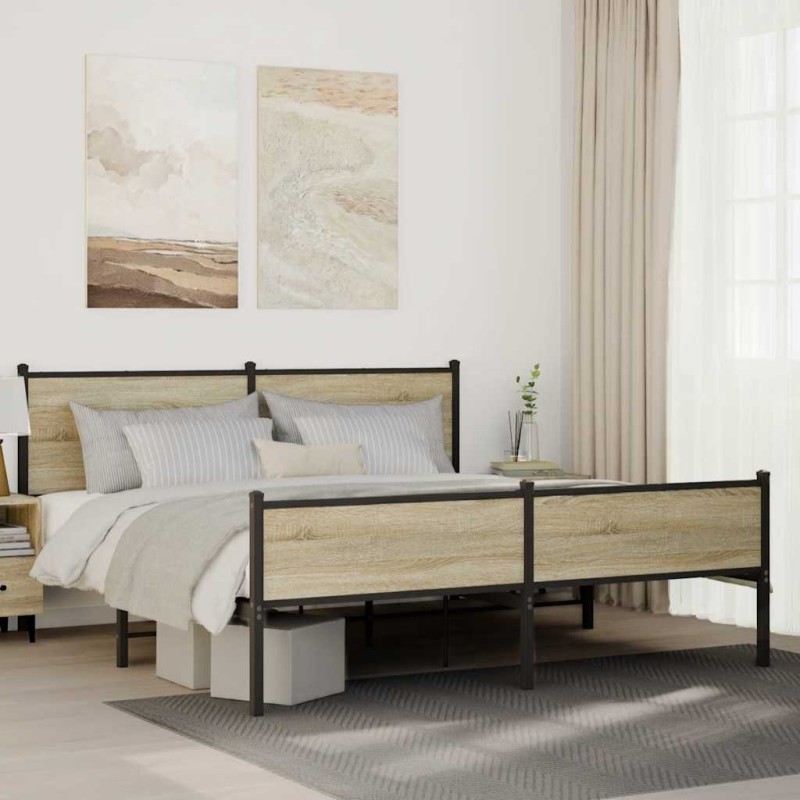 vidaXL Giroletto senza Materaso in Metallo Rovere Sonoma 180x200 cm vidaXL Giroletto senza Materaso in Metallo Rovere Sonoma 180x200 cm