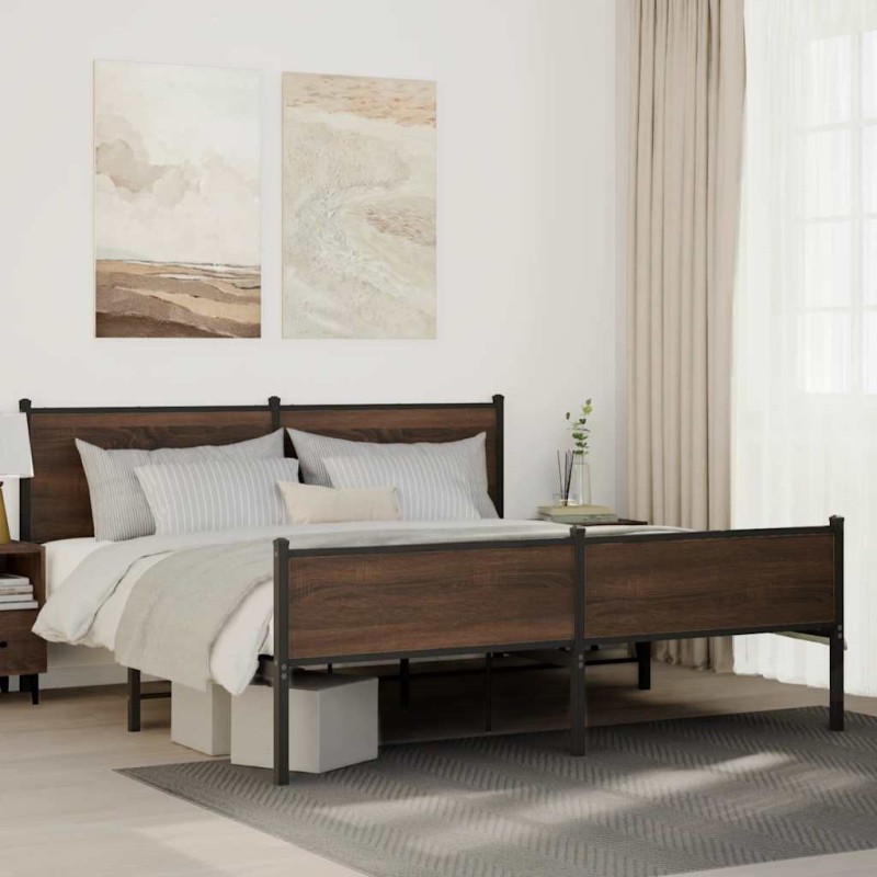 vidaXL Giroletto senza Materaso in Metallo Rovere Marrone 180x200 cm vidaXL Giroletto senza Materaso in Metallo Rovere Marrone 180x200 cm