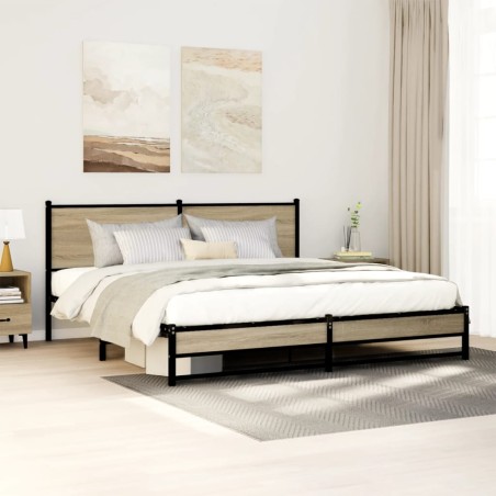 vidaXL Giroletto senza Materaso in Metallo Rovere Sonoma 180x200 cm